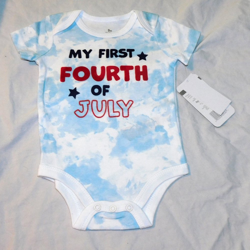 Baby First Fourth of July One Piece Newborn 3 Months Unisex 4th USA Tie Dye NEW